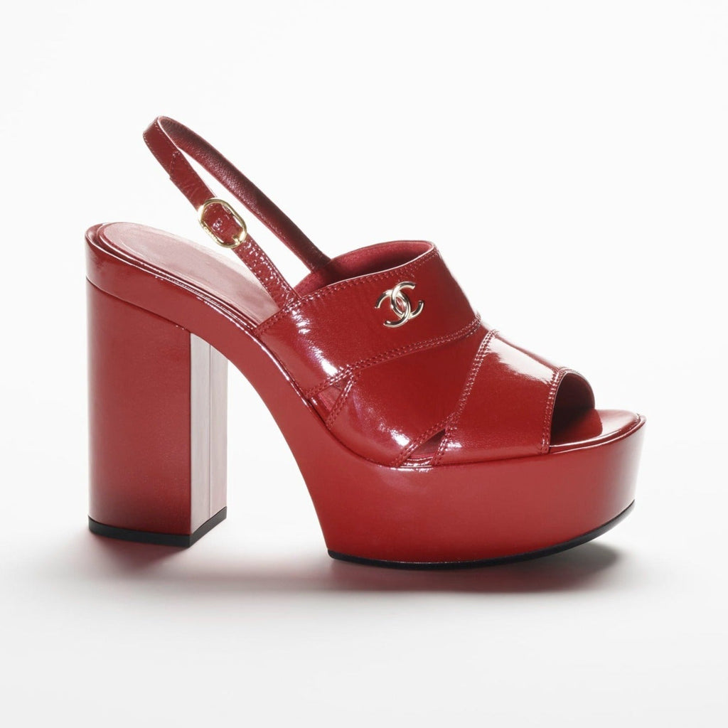 Chanel Sandals Dark Red Crumpled Lambksin