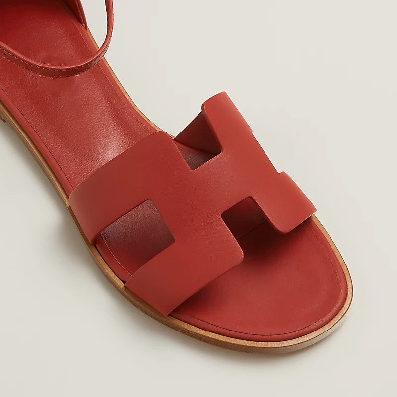 Hermes Santorini Sandal Scarlet Calfskin