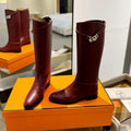 Hermes Stivali Jumping in Wine Red Calfskin